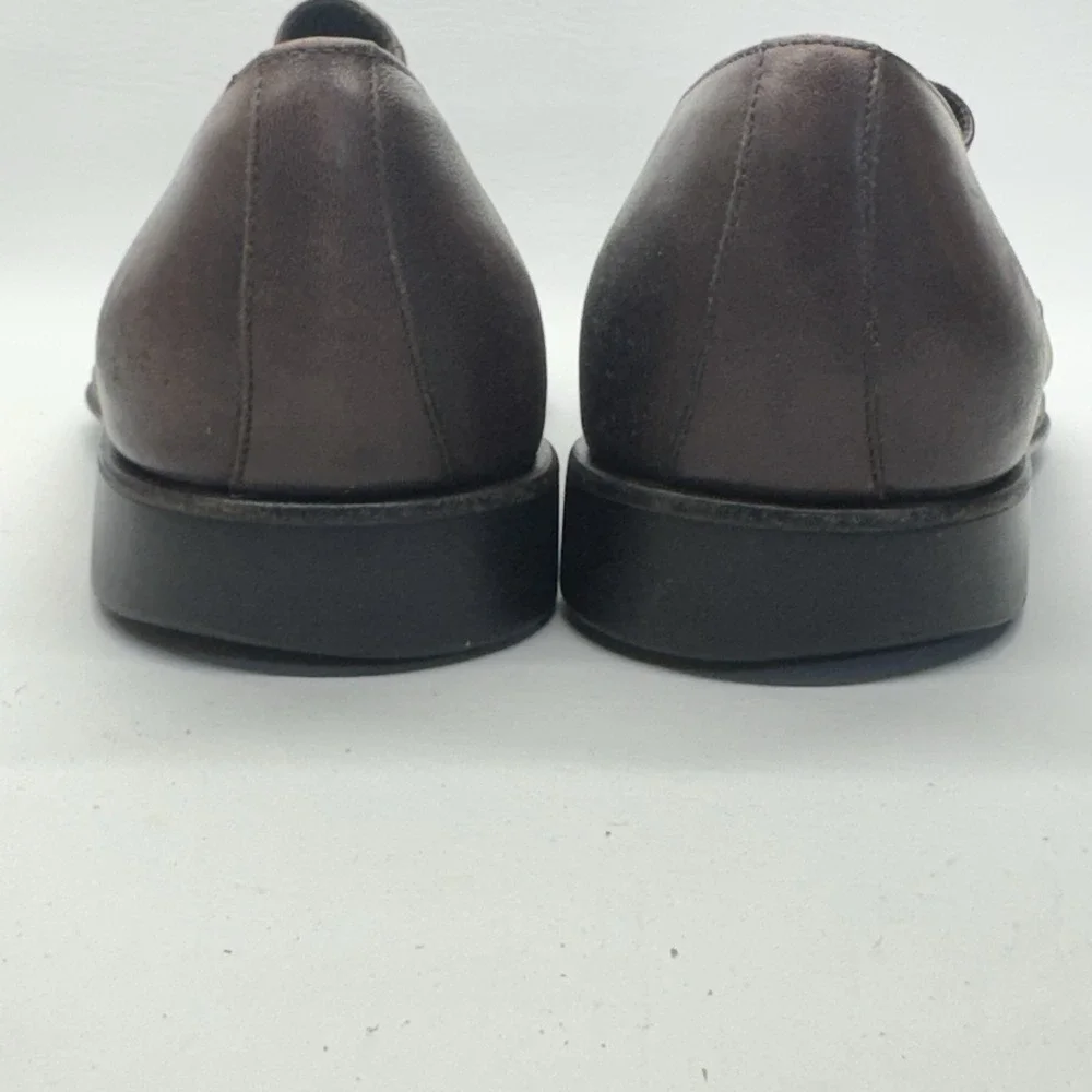 Bruno Magli Loafers Mens Dark Brown Leather Square Toe Slip On Quiet Luxury